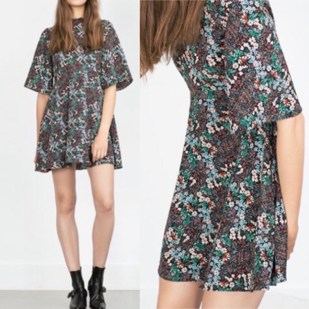 ZARA Bat wing SLEEVES floral dress